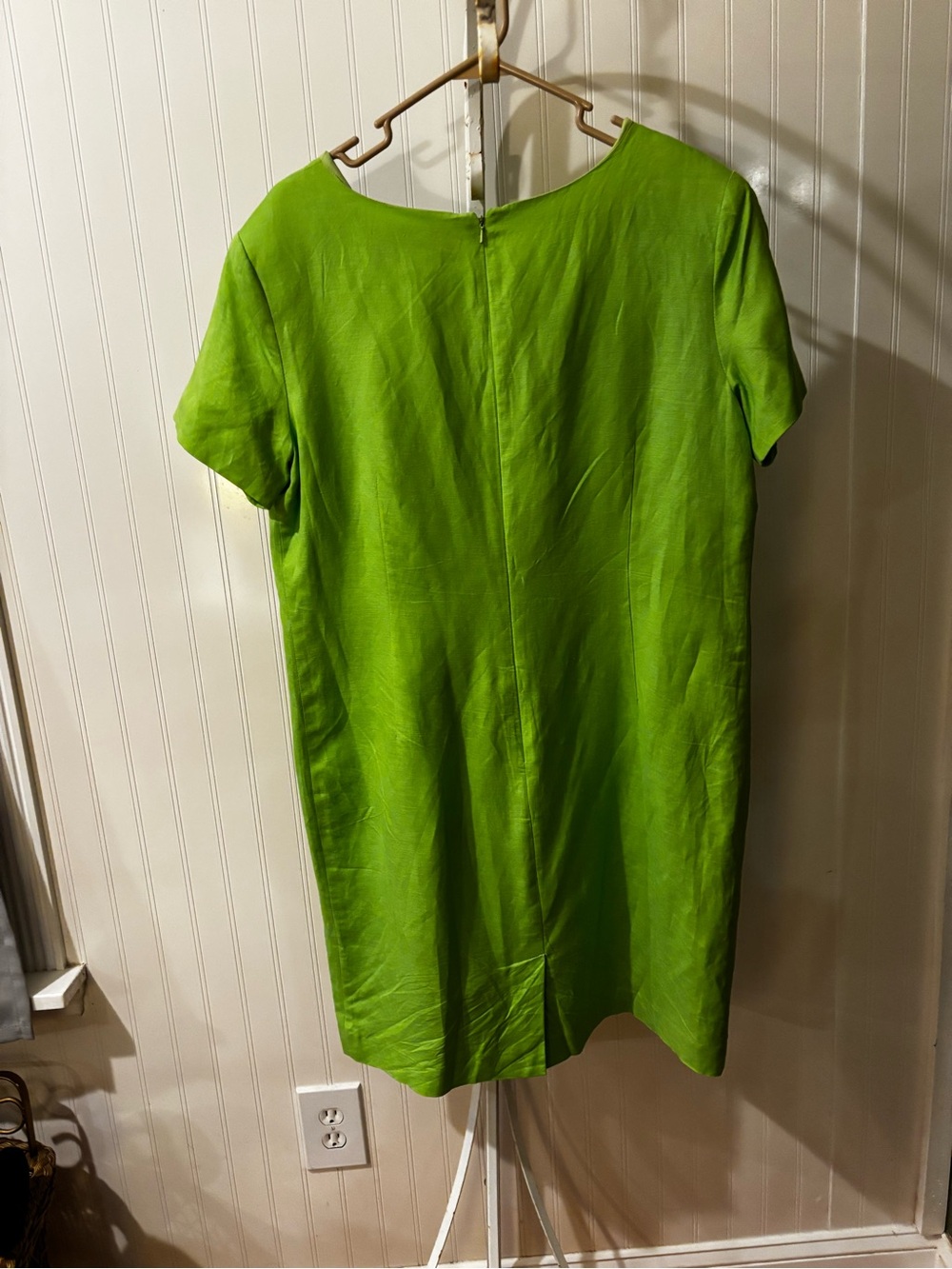 💚 Adolfo Studio Lime Green Linen Blend Dress – Size 16 💚 - Picture 3 of 4